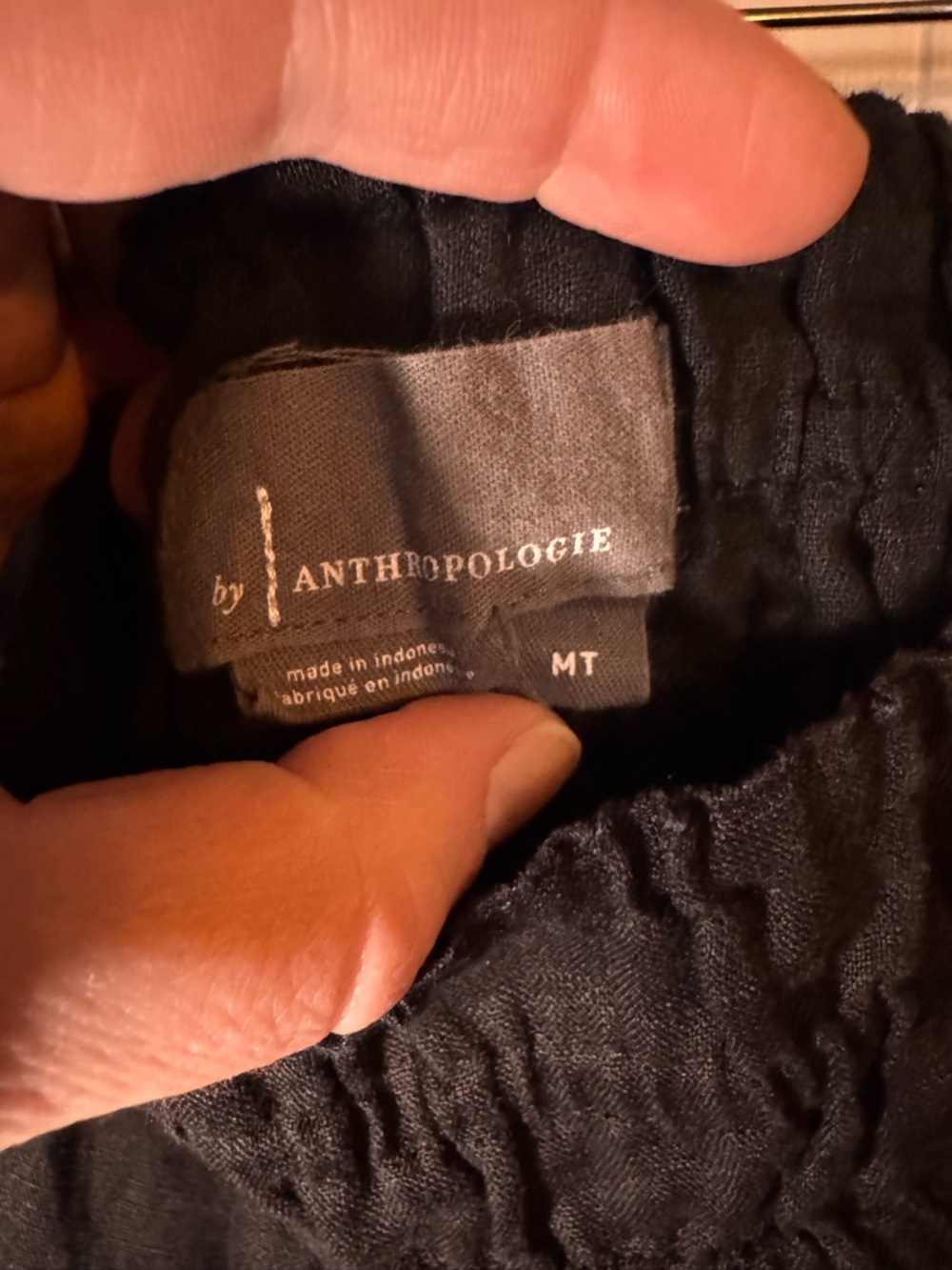Anthropologie Black Wide-Leg Elastic Waist Pants 100% linen - Picture 3 of 7